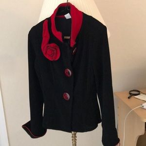 Women’s fitted black/red jacket. Medium